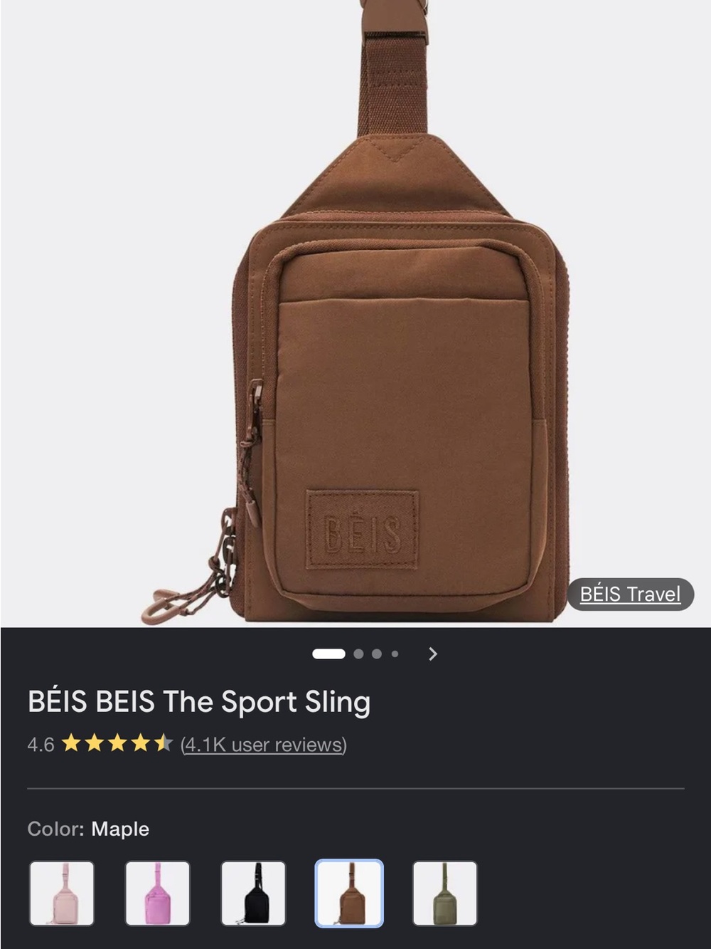 BEIS Crossbody Sling Bag in Maple Brown